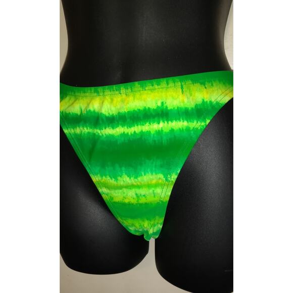 VTG Y2K No Boundaries String Bikini Womens Jrs M Neon Tie Dyed Green Yellow NWT - Picture 4 of 12